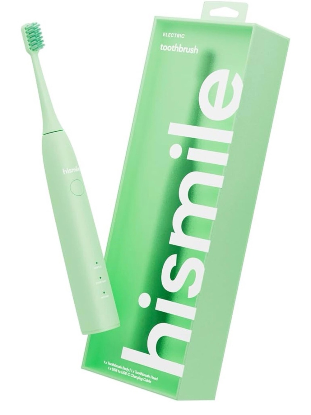 Hismile Electric Toothbrush in green with 3 brushing modes and a smart timer